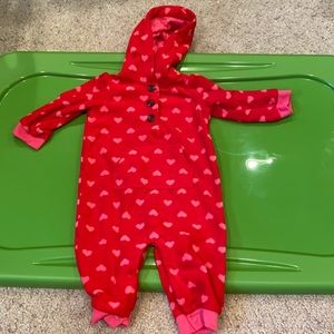 Carters 6 month hooded fleece red pink hearts girl